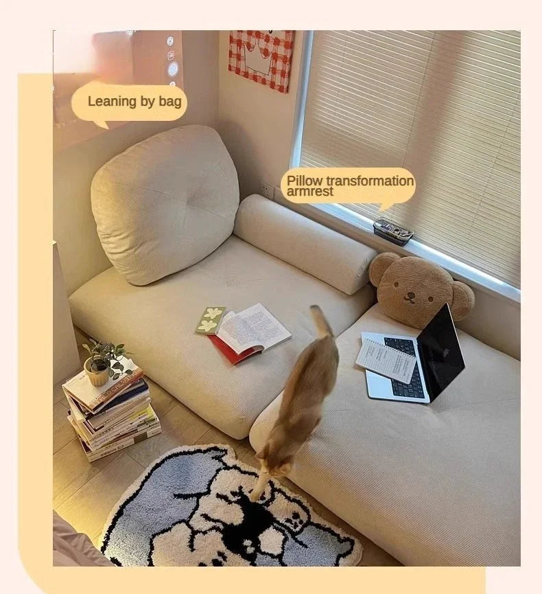 Foldable Living Room Sofa Bed Comfortable Single Sofas Folding Lazy Relax Pliable Sofa Multifunctional Pull Out Convertible Beds