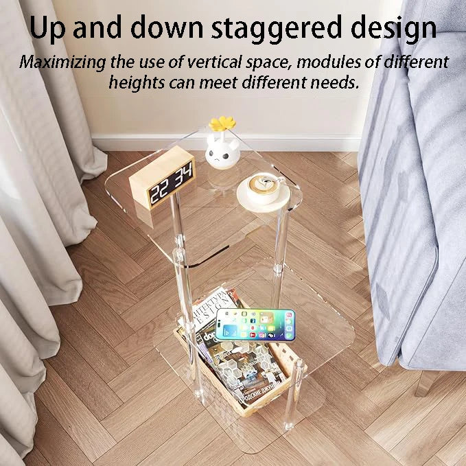 Transparent Acrylic Coffee Table Modern Sofa Beside Corner Tables Simple Living Room Side Table Portable Bedroom Storage Rack