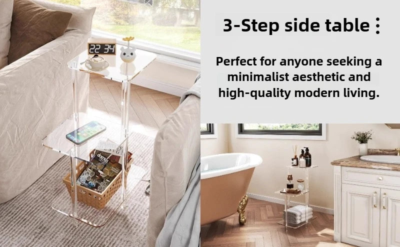 Transparent Acrylic Coffee Table Modern Sofa Beside Corner Tables Simple Living Room Side Table Portable Bedroom Storage Rack