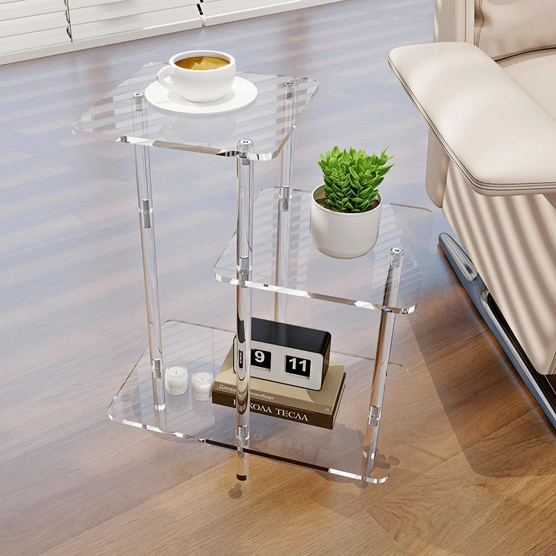 Transparent Acrylic Coffee Table Modern Sofa Beside Corner Tables Simple Living Room Side Table Portable Bedroom Storage Rack