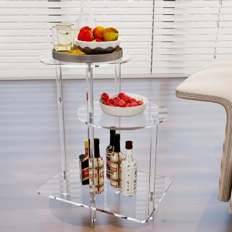 Transparent Acrylic Coffee Table Modern Sofa Beside Corner Tables Simple Living Room Side Table Portable Bedroom Storage Rack