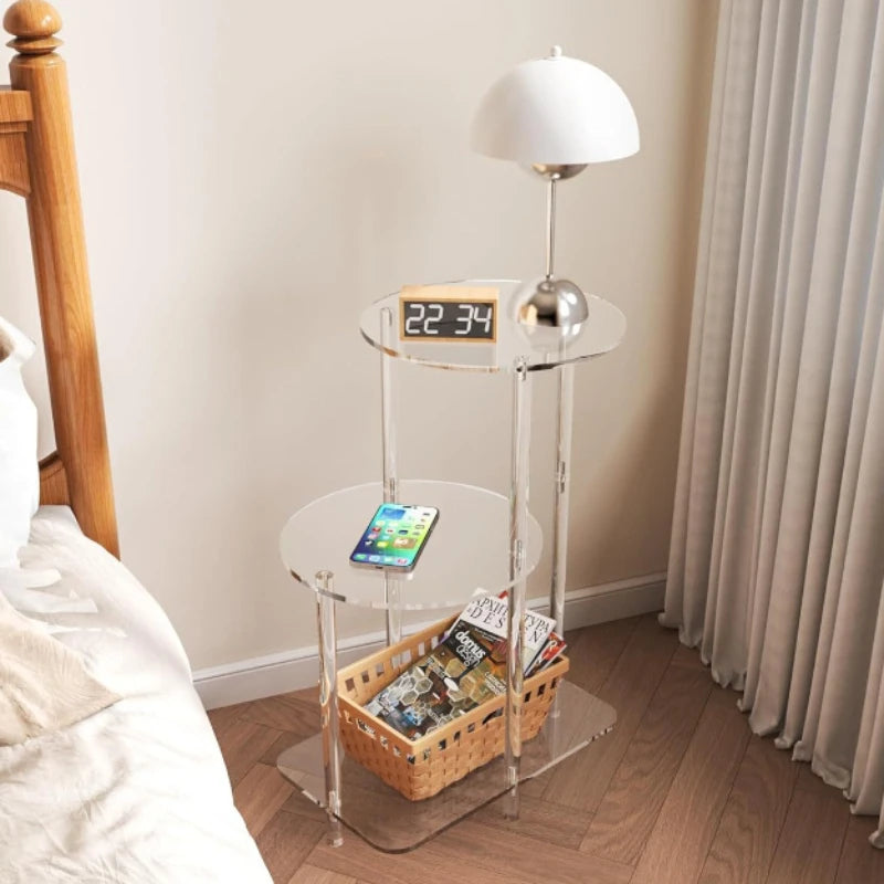 Transparent Acrylic Coffee Table Modern Sofa Beside Corner Tables Simple Living Room Side Table Portable Bedroom Storage Rack
