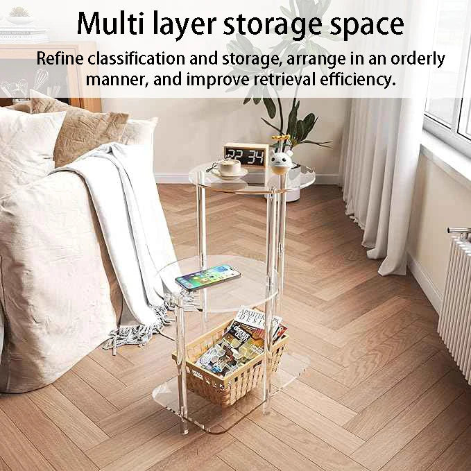 Transparent Acrylic Coffee Table Modern Sofa Beside Corner Tables Simple Living Room Side Table Portable Bedroom Storage Rack