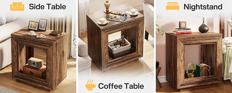 Wood Coffee Table Modern Multifunction Side Table Square Removable Tea Tables Small Storage Nightstand Aesthetic Room Furniture